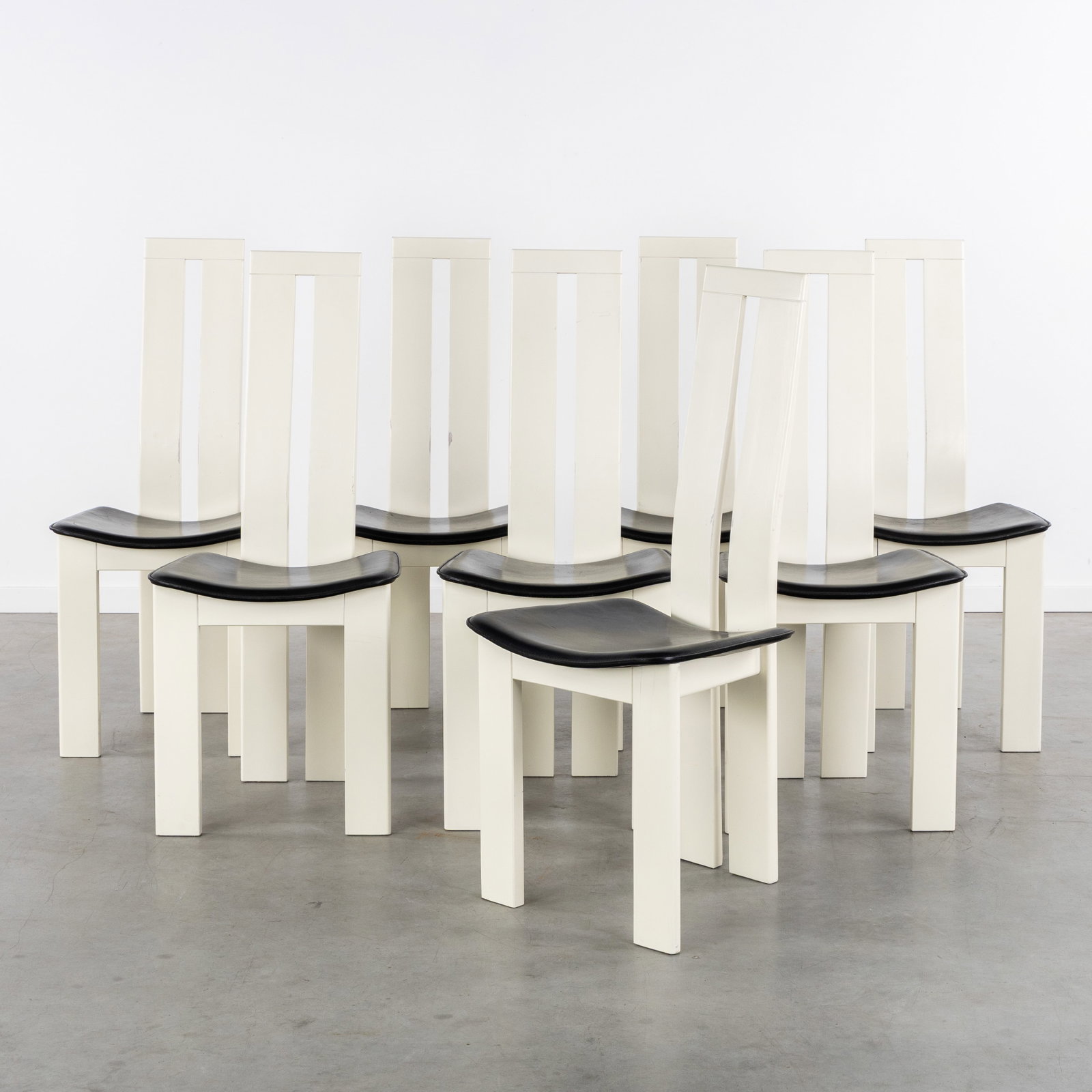 Pietro Costantini (XX) a set of eight dining chairs, for Ello, Italy, circa 1970. (1 of 9)