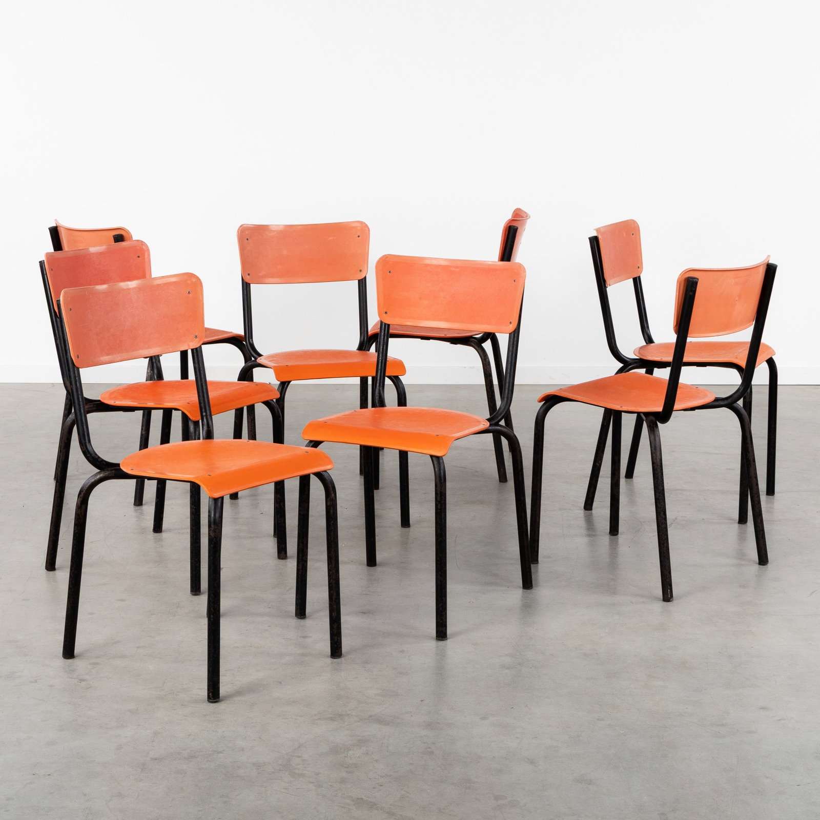 Pierre Guariche (1926-1995) 'C59', a set of eight chairs, for Meurop, circa 1970. (1 of 9)