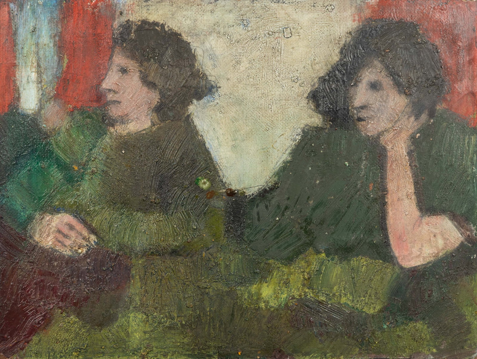 Harry Buyck (1928-2017) 'Two Ladies', oil on board.: Harry Buyck (1928-2017) 'Two Ladies', oil on board. Oil on board.Unsigned. (44 x 54 cm) (40 x 30 x 0 cm)