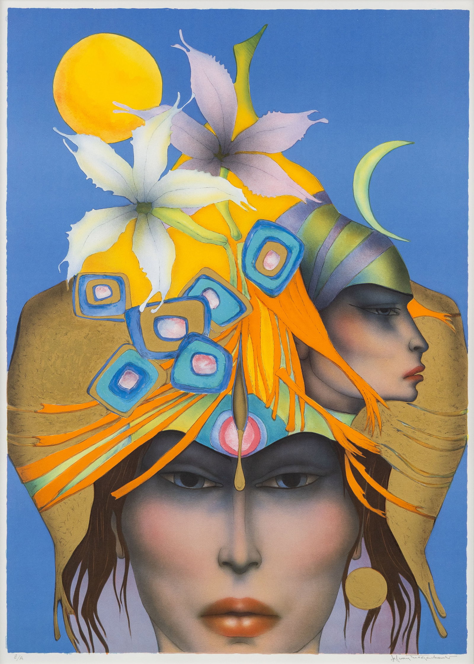 Jef Van Tuerenhout (1926-2006) 'Ladies Under the Sun', a lithograph, artist's proof.: Jef Van Tuerenhout (1926-2006) 'Ladies Under the Sun', a lithograph, artist's proof. Lithograph.Signed lower right (in pencil).Numbered 'E/A' for artist's proof, épreuve d'artiste (in pencil).<