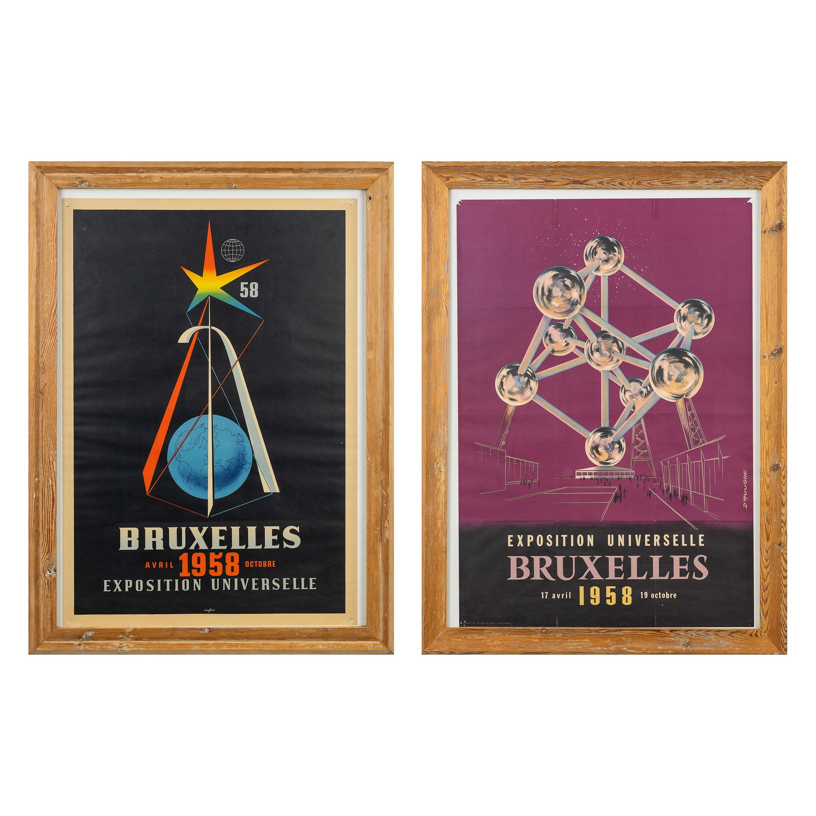 Leo Marfurt (1894-1977) and Robert D'Hooghe (1903–1987) Two posters for Expo 58, Bruxelles.: Leo Marfurt (1894-1977) and Robert D'Hooghe (1903–1987) Two posters for Expo 58, Bruxelles. Two posters. Leo Marfurt (1894-1977), 'Expo 58, Bruxelles, Avril-Octobre 1958, Exposition Univers
