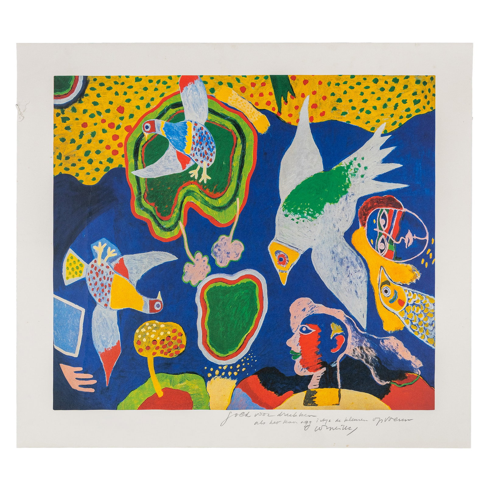 Corneille (1922-2010) 'Women with Birds', second original or electronic drawing with paintbox, (1 of 4)
