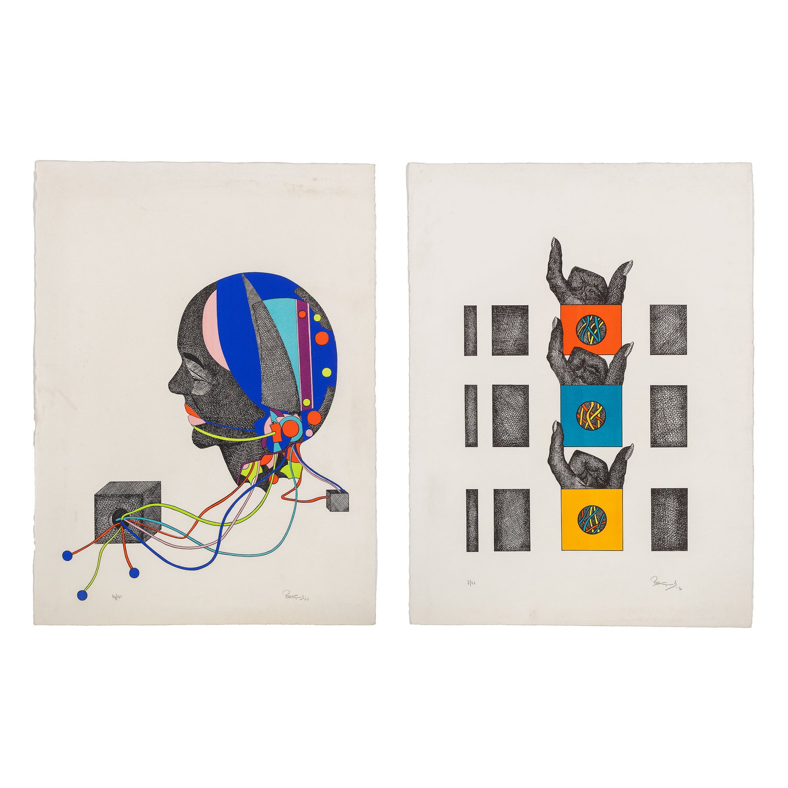 Paul Van Hoeydonck (1925-2025), 'Mutant' and 'Untitled', two works, screen print (1969 and 1970).: Paul Van Hoeydonck (1925-2025), 'Mutant' and 'Untitled', two works, screen print (1969 and 1970). 'Mutant', 59/145 (1969)Polychrome screen print.Signed and dated lower right (in pencil).N