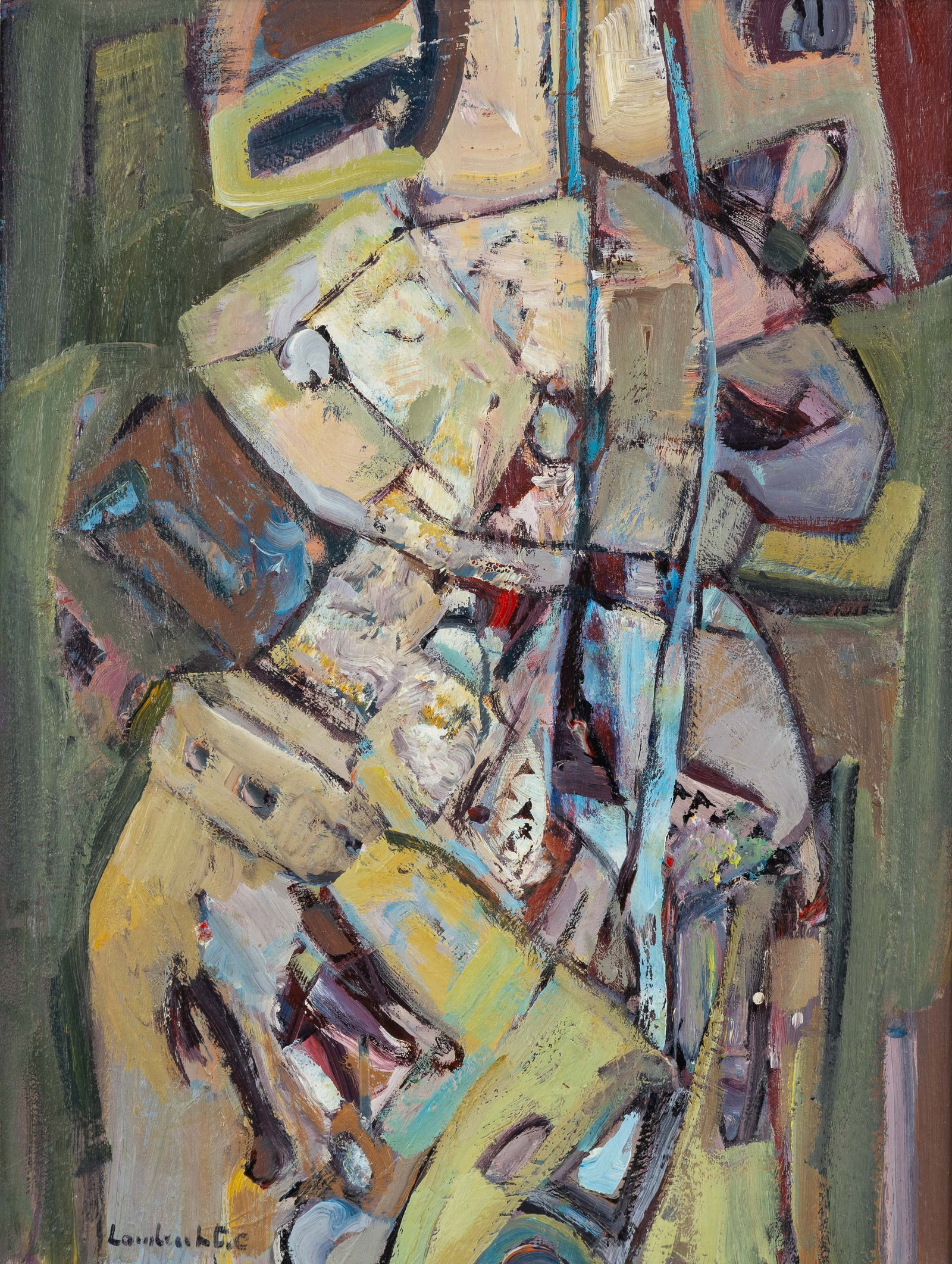 Constant Lambrecht (1915-1993) 'Abstract Composition', oil on board. (1 of 5)