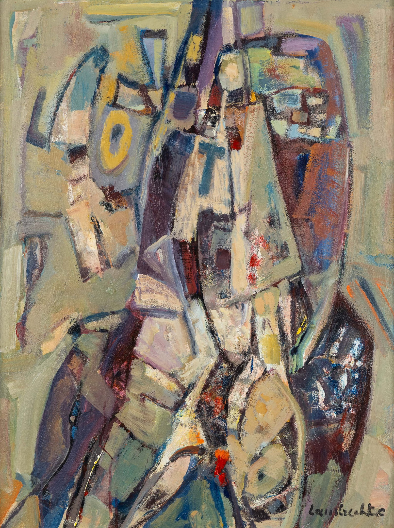 Constant Lambrecht (1915-1993) 'Abstract Composition', oil on board. (1 of 5)
