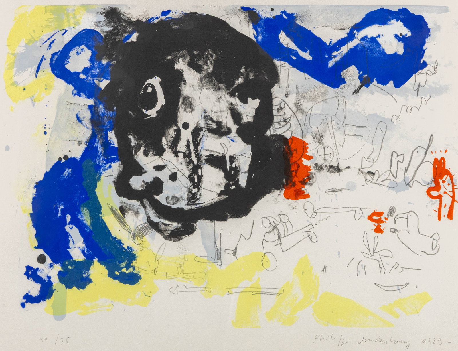 Philippe Vandenbergh (1952–2009) ‘Composition’, a lithograph. (1989): Philippe Vandenbergh (1952–2009) ‘Composition’, a lithograph. (1989) Lithograph.Numbered 40/75Signed and dated, lower right. (65 x 90 cm). (69 x 4