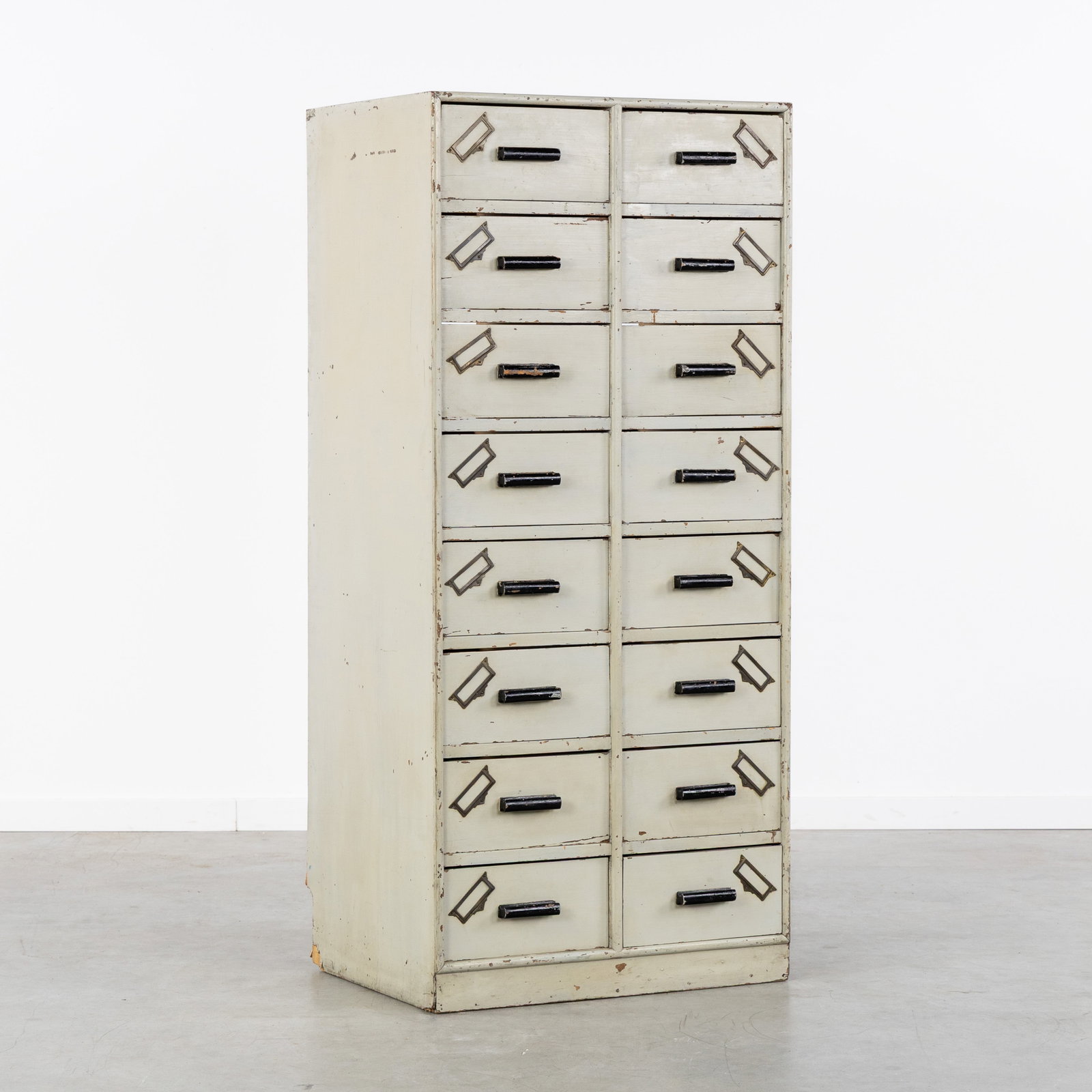 A Chest of drawers or filing cabinet, patinated wood, first half of the 20th C. (1 of 9)