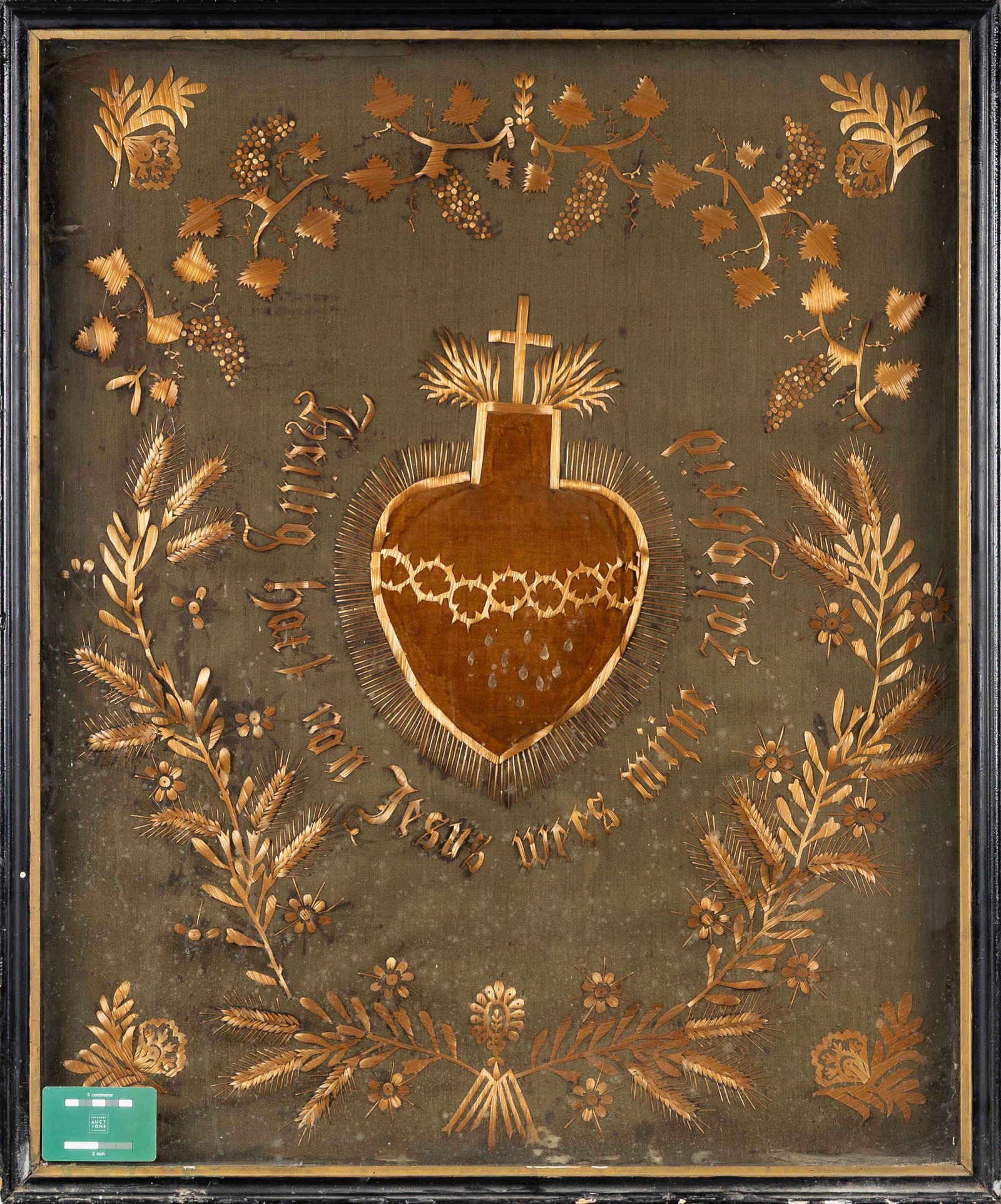 Four devotional frames featuring the Holy Grail, the Sacred Heart, and others, Folk Art. (1 of 10)