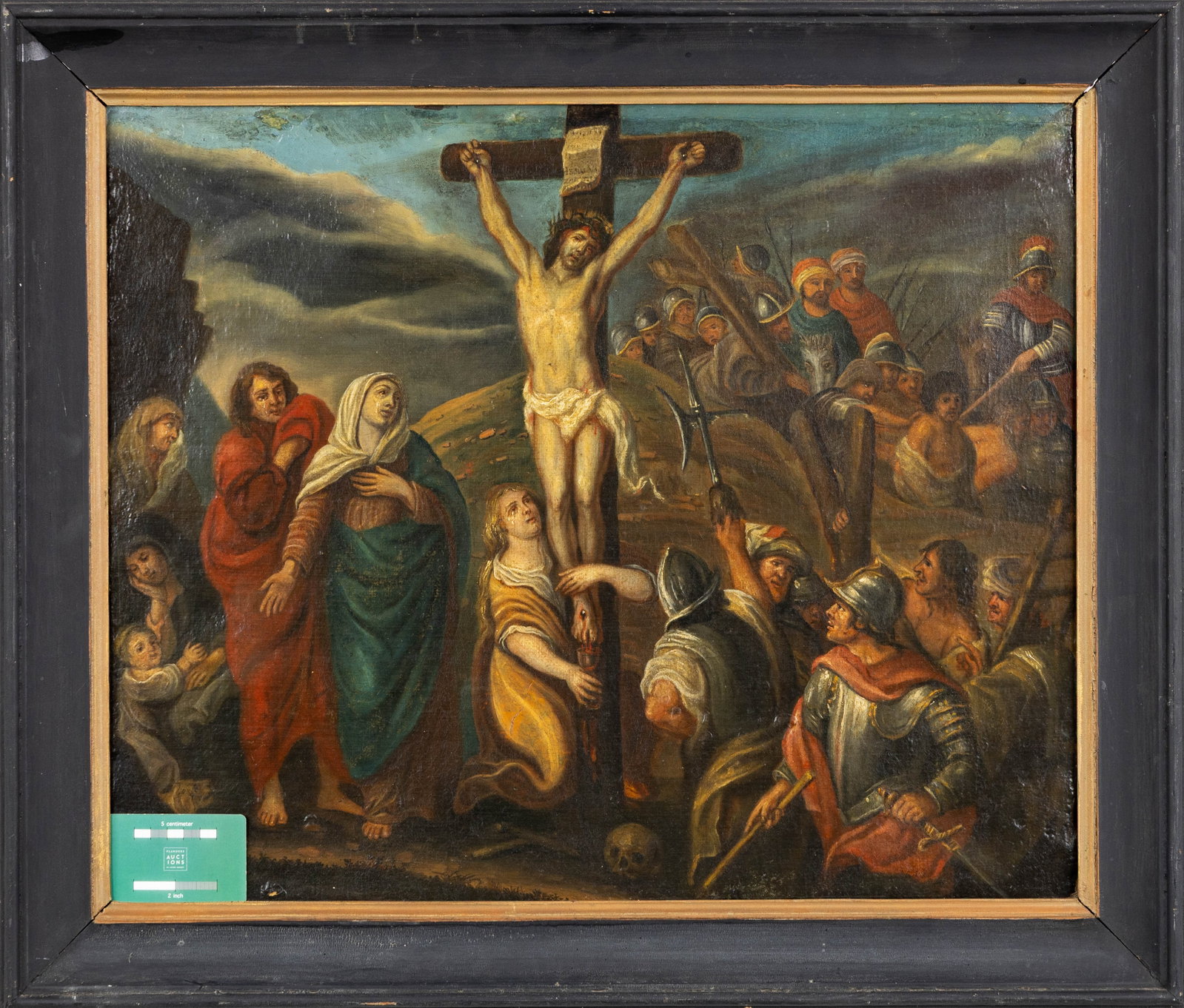 Christ hanging from the Cross, Calvary, an antique painting, oil on canvas, 18th C. (1 of 7)
