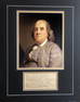 Benjamin Franklin Framed Autograph & Portrait