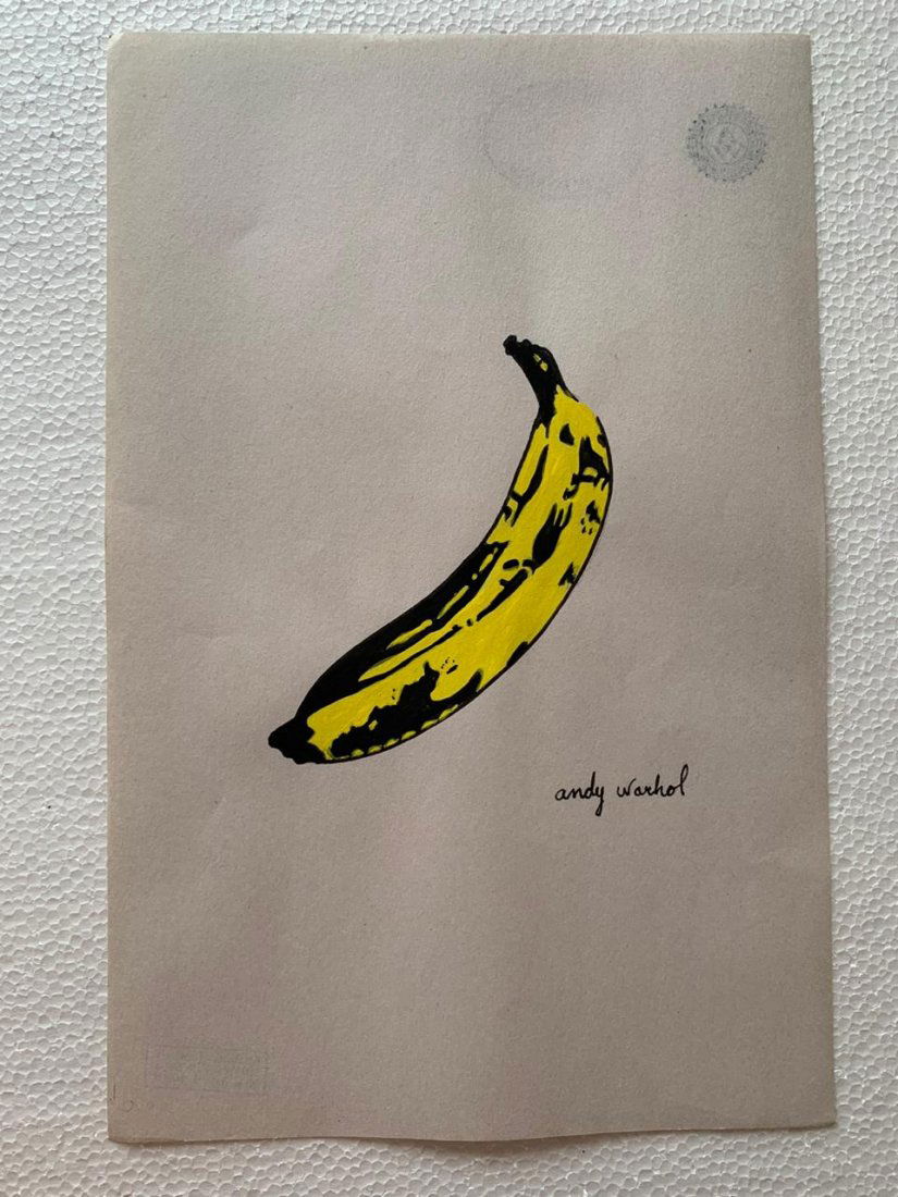 Andy Warhol mixed media drawing on paper signed (1 of 2)