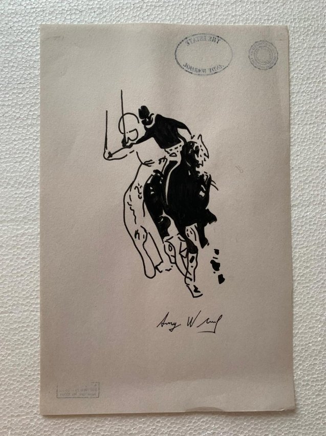 Andy Warhol mixed media drawing on paper signed, sealed (1 of 2)