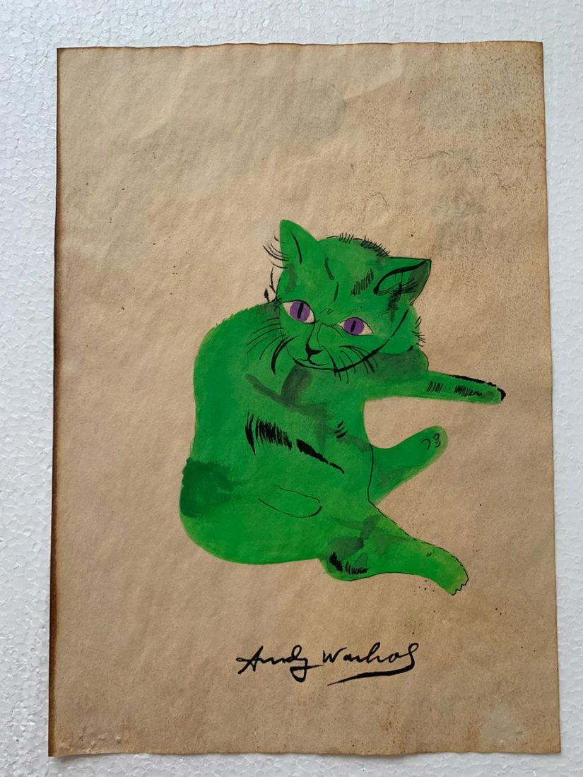 Andy Warhol mixed media drawing on paper signed, sealed (1 of 2)