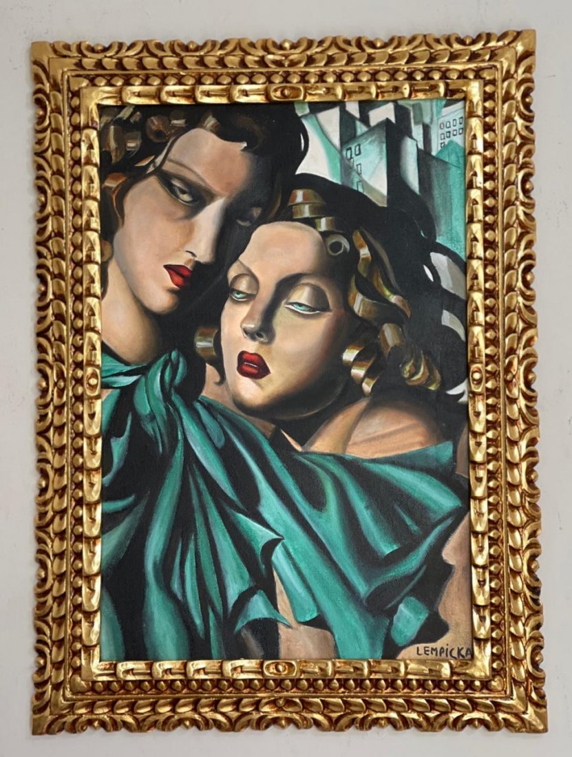 Tamara de Lempicka Oil on Canvas, Signed & Sealed: Tamara de Lempicka Oil on Canvas, Signed, sealed & framed painting------------------Measures with frame: 21" x 29" inches aprox.-------------------------------------Tamara de Lempicka was a polish pai