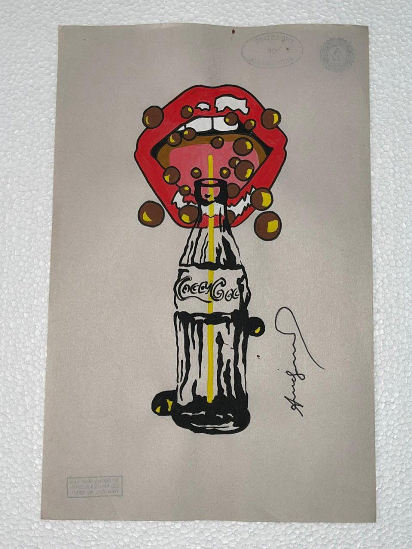 Andy Warhol mixed media drawing on paper signed, sealed (1 of 2)