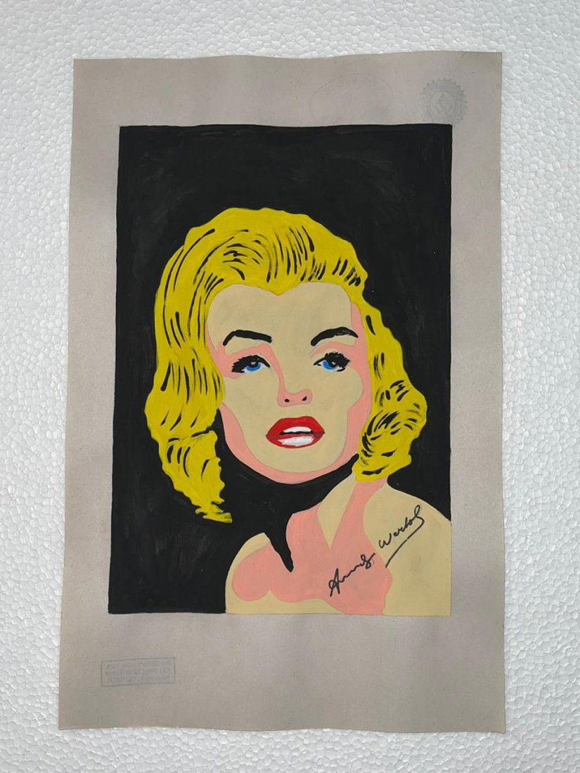 Andy Warhol mixed media drawing on paper signed, sealed (1 of 2)