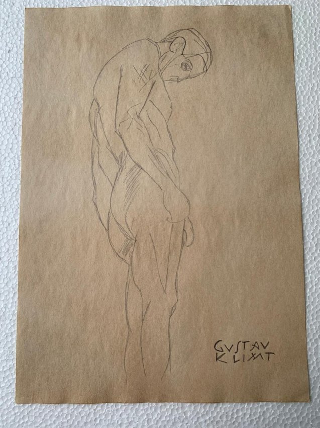 Gustav Klimt Drawing on Paper, sealed and signed: Signed and Stamped Gustav Klimt Drawing on Paper, sealed and signed. ---------------------------------------------------------Klimt\'s work is often distinguished by elegant gold or coloured decoratio