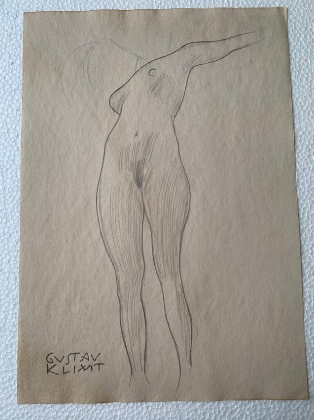 Gustav Klimt Drawing on Paper, sealed and signed: Signed and Stamped Gustav Klimt Drawing on Paper, sealed and signed. ---------------------------------------------------------Klimt\\\'s work is often distinguished by elegant gold or coloured decorat