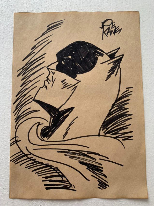 Bob Kane Ink Drawing on paper, Signed and Sealed (1 of 2)