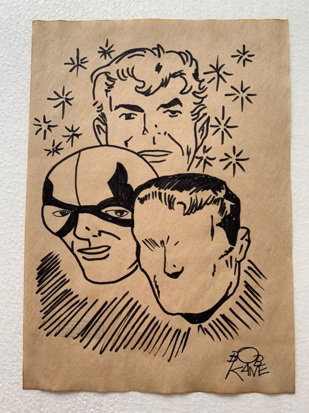 Bob Kane Ink Drawing on paper, Signed and Sealed (1 of 2)