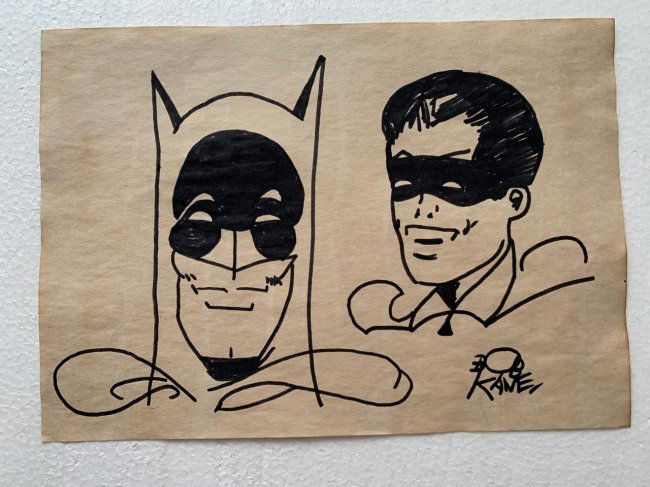 Bob Kane Ink Drawing on paper, Signed and Sealed (1 of 2)