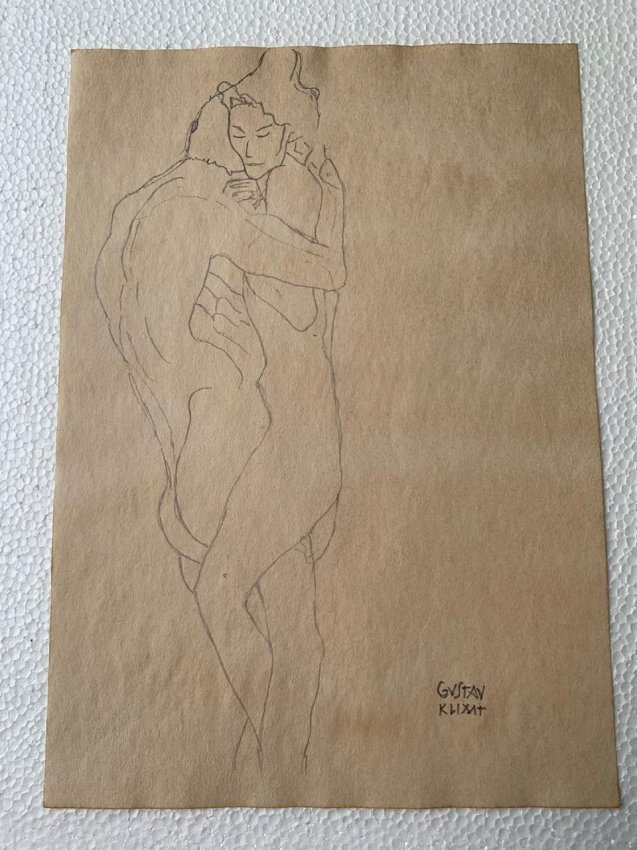 Gustav Klimt Drawing on Paper, sealed-in the style of: Signed and Stamped Gustav Klimt Drawing on Paper, sealed and signed. ---------------------------------------------------------Klimt\\\\\\\\\\\\\\\\\\\\\\\\\\\\\\\\\\\\\\\\\\\\\\\\\\\\\\\\\\\\\\\'s wor