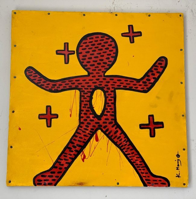 Keith Haring signed and sealed painting-in the style of (1 of 10)