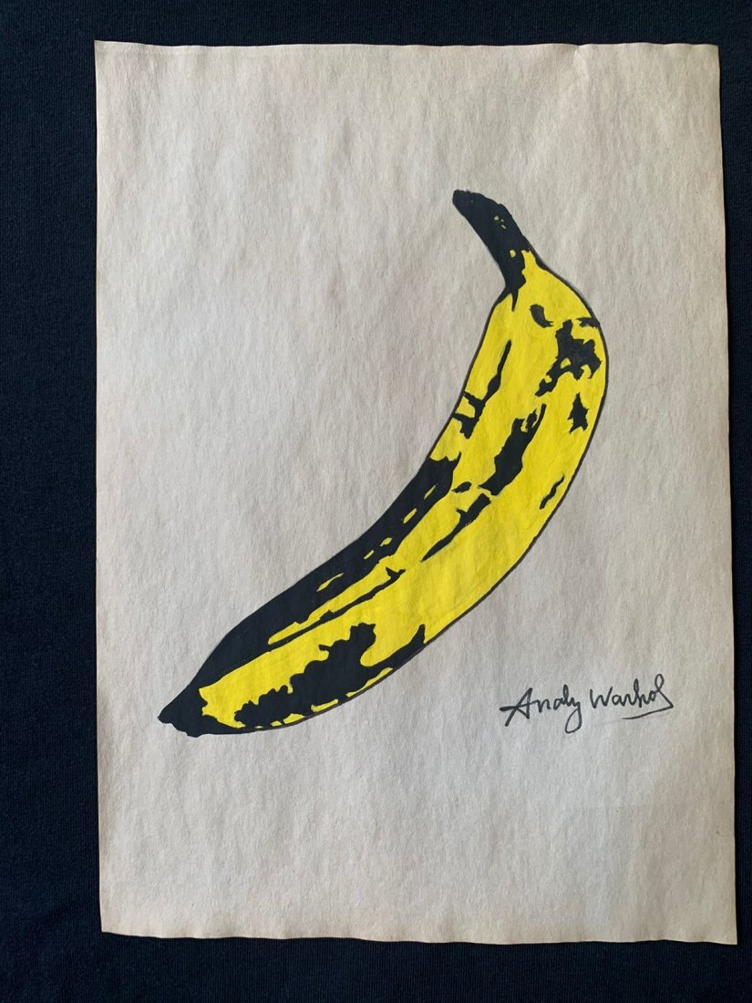 Andy Warhol mixed media drawing sealed-in the style of: Andy Warhol Drawing on paper mixed media signed and sealed.------------------Andy Warhol was one of the most prolific and popular artists of his time, using both avant-garde and highly commercial sens