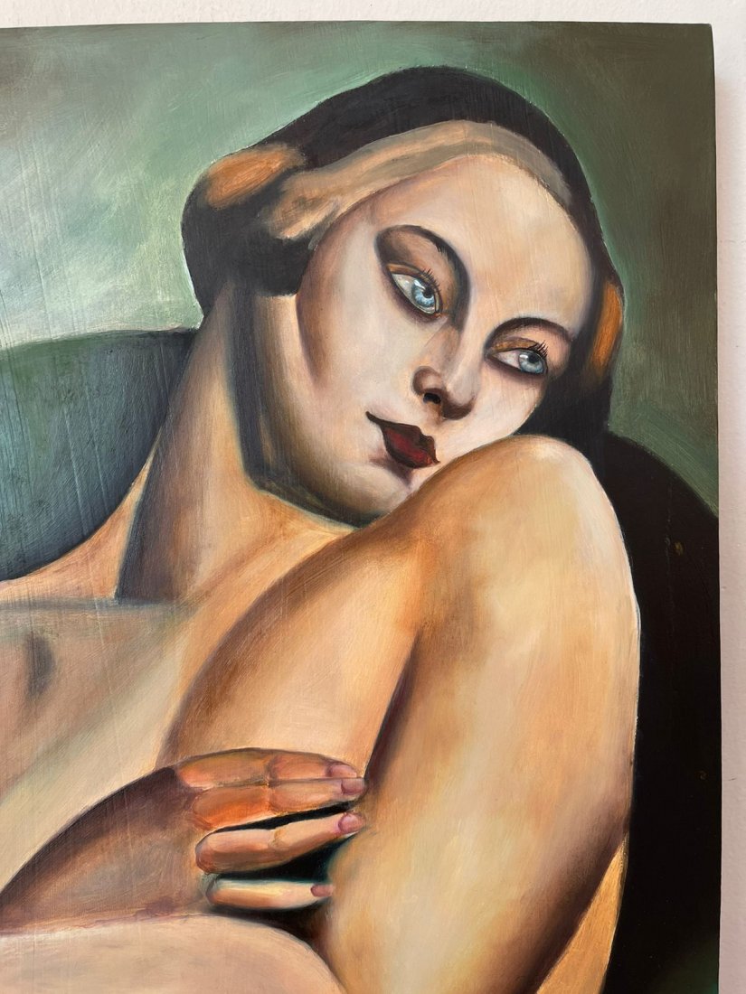 Tamara de Lempicka Oil on Canvas,Signed-in the style of: Tamara de Lempicka Oil on Canvas, Signed, sealed painting------------------Measures:15.7\\\\\\\\\\\\\\\\\\\\\\\\\\\\\\\" x 23.6\\\\\\\\\\\\\\\\\\\\\\\\\\\\\\\" inches aprox.---------------------------
