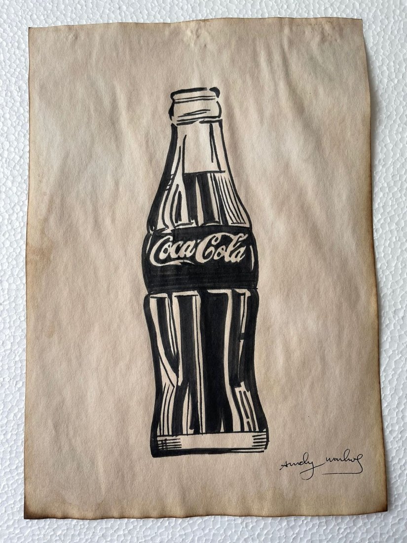 Andy Warhol mixed media drawing sealed-in the style of: Andy Warhol Drawing on paper mixed media signed and sealed.------------------Andy Warhol was one of the most prolific and popular artists of his time, using both avant-garde and highly commercial sens