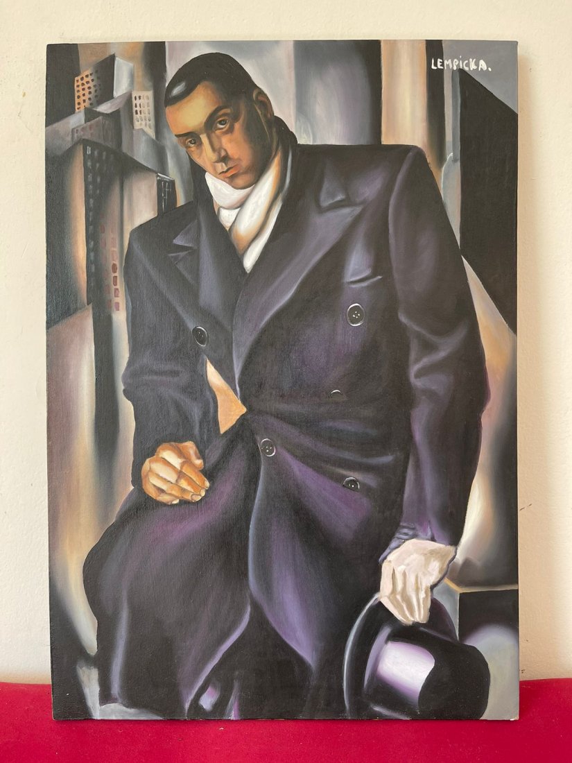 Tamara de Lempicka Oil on Canvas-in the style of: Tamara de Lempicka Oil on Canvas, Signed & sealed painting------------------Measures: 15.7\\\\\\\\\\\\\\\\\\\\\\\\\\\\\\\" x 23.6\\\\\\\\\\\\\\\\\\\\\\\\\\\\\\\" inches aprox.-------------------------