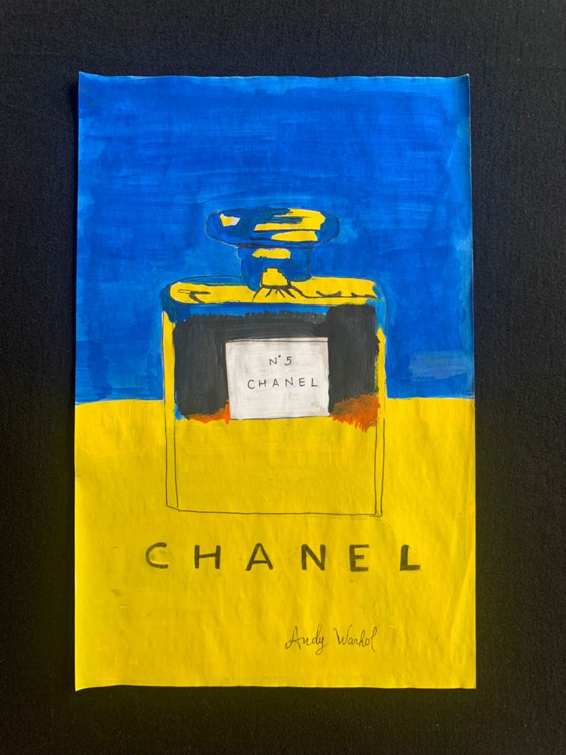 Andy Warhol mixed media drawing, sealed-in the style of: Andy Warhol Drawing on paper mixed media signed and sealed.------------------Andy Warhol was an American artist, film director, and producer who was a leading figure in the visual art movement known a