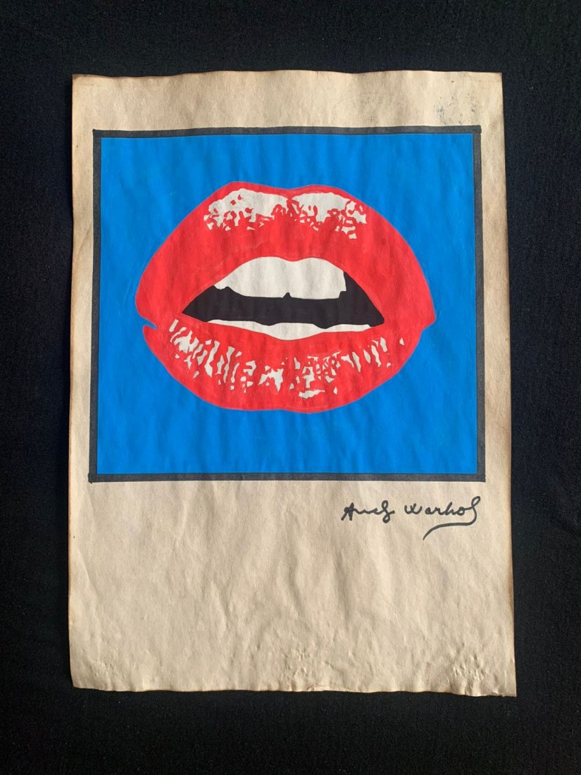 Andy Warhol mixed media drawing, sealed-in the style of: Andy Warhol Drawing on paper mixed media signed and sealed.------------------Andy Warhol was an American artist, film director, and producer who was a leading figure in the visual art movement known a
