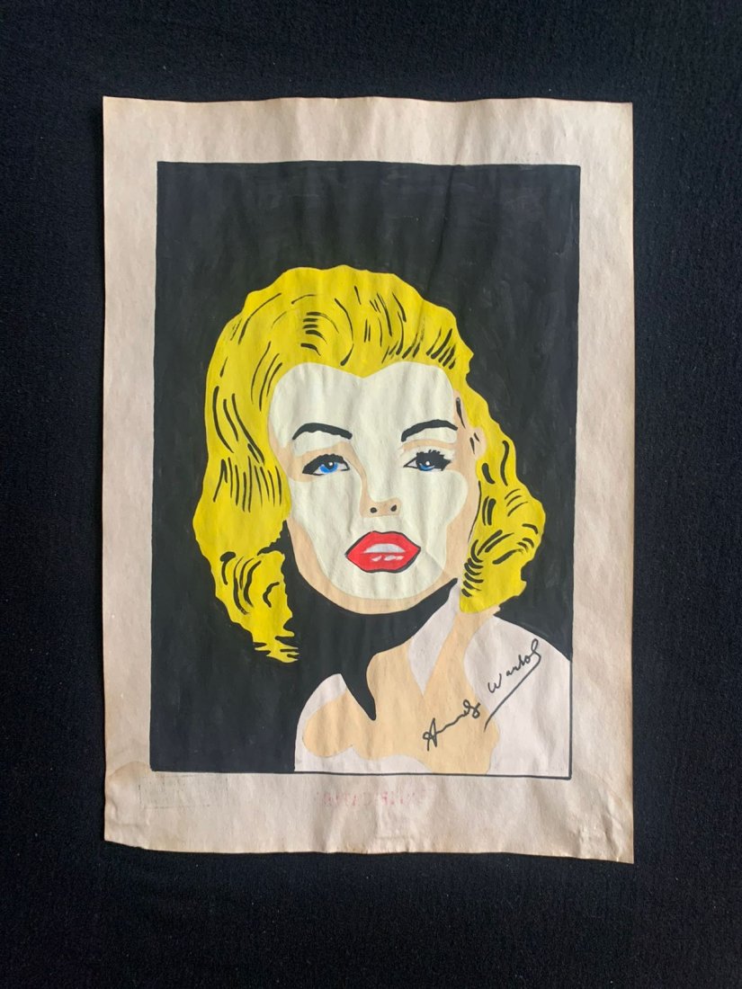 Andy Warhol mixed media drawing, sealed-in the style of: Andy Warhol Drawing on paper mixed media signed and sealed.------------------Andy Warhol was an American artist, film director, and producer who was a leading figure in the visual art movement known a