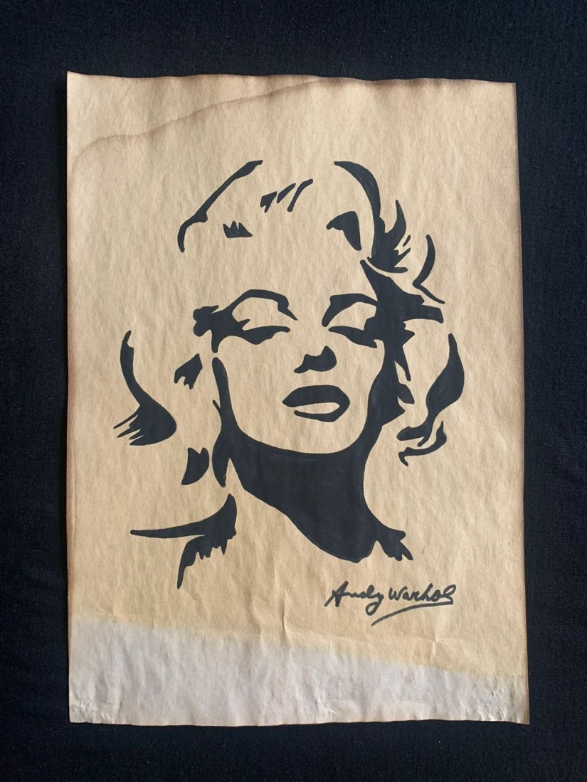 Andy Warhol mixed media drawing, sealed-in the style of: Andy Warhol Drawing on paper mixed media signed and sealed.------------------Andy Warhol was an American artist, film director, and producer who was a leading figure in the visual art movement known a