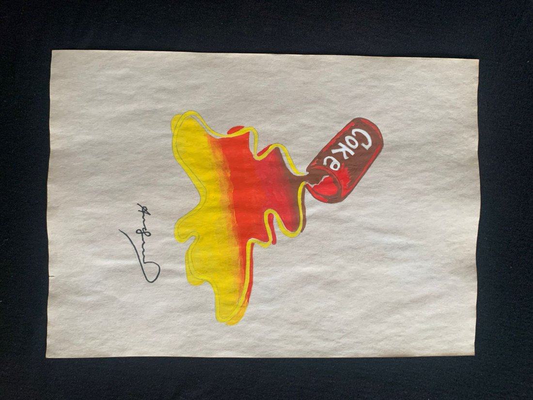 Andy Warhol mixed media drawing, sealed-in the style of: Andy Warhol Drawing on paper mixed media signed and sealed.------------------Andy Warhol was an American artist, film director, and producer who was a leading figure in the visual art movement known a