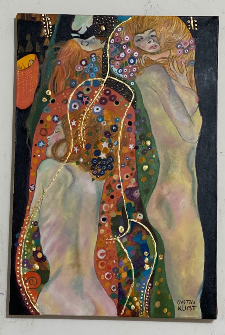 Gustav Klimt oil on canvas signed -in the style of (1 of 13)