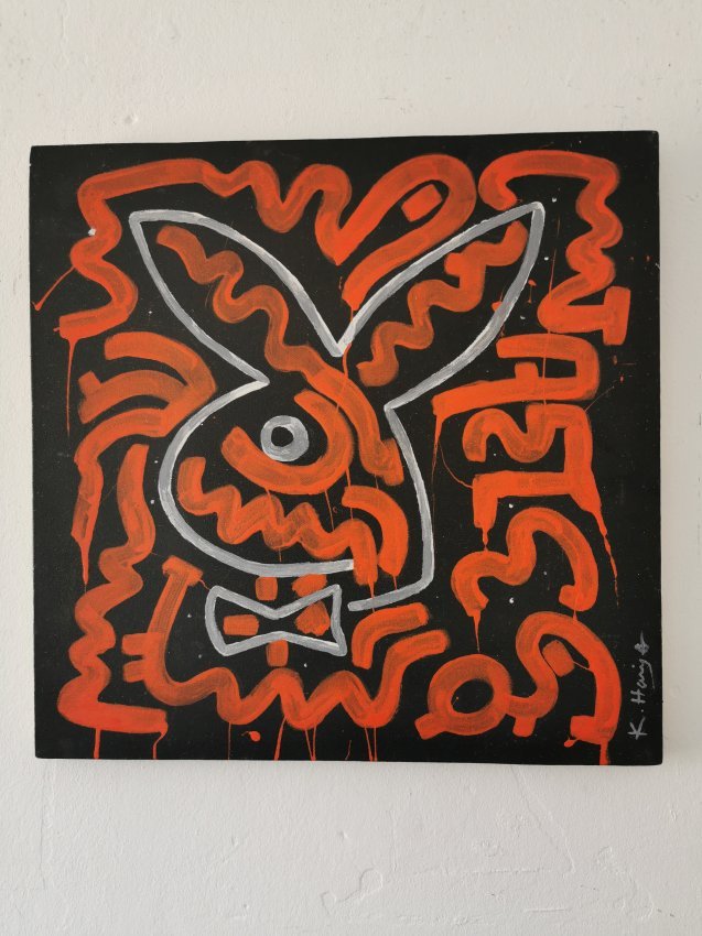 Keith Haring signed and sealed painting-in the style of (1 of 7)