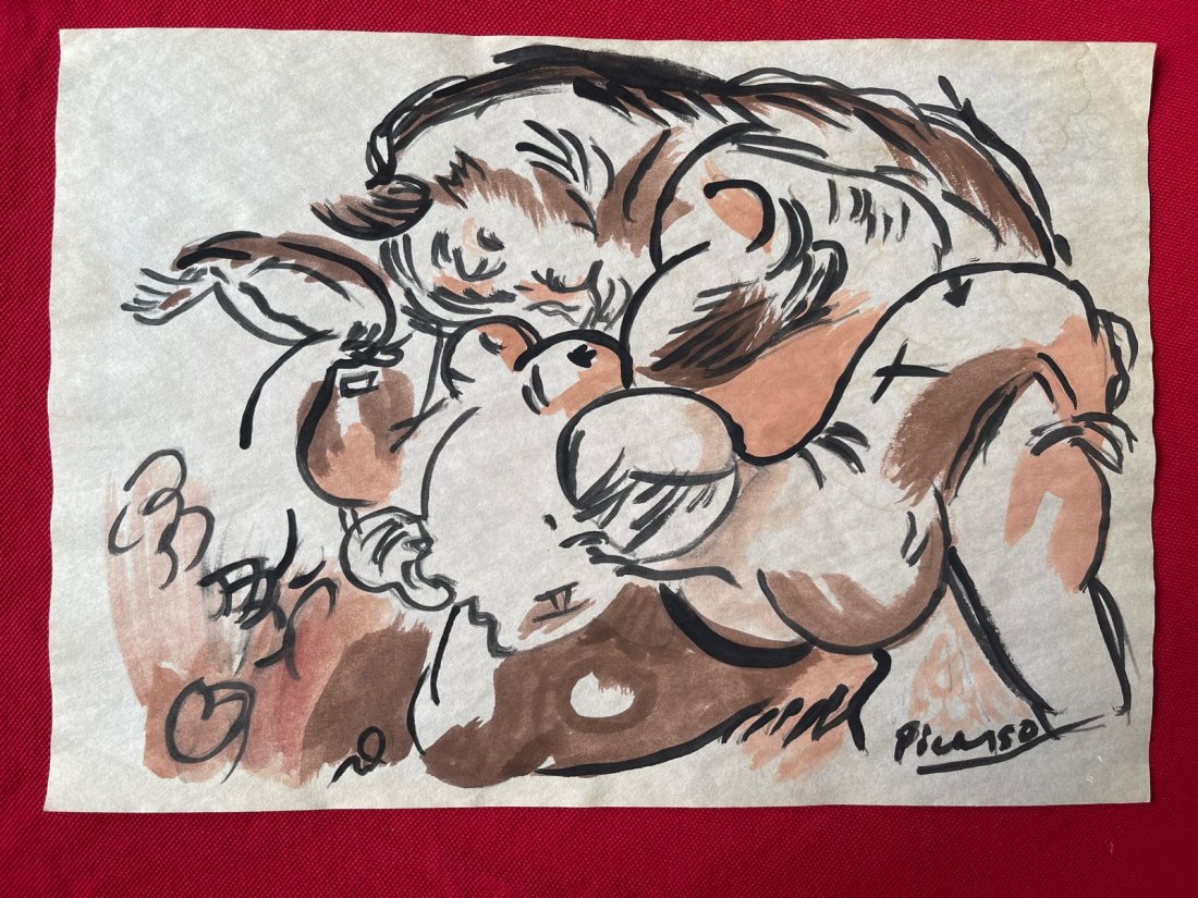 Pablo Picasso Drawing on paper signed- in the style of (1 of 2)