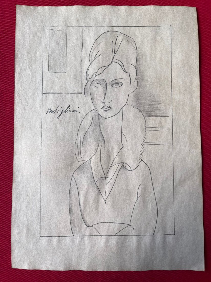 Amedeo Modigliani drawing sealed-in the style of (1 of 2)