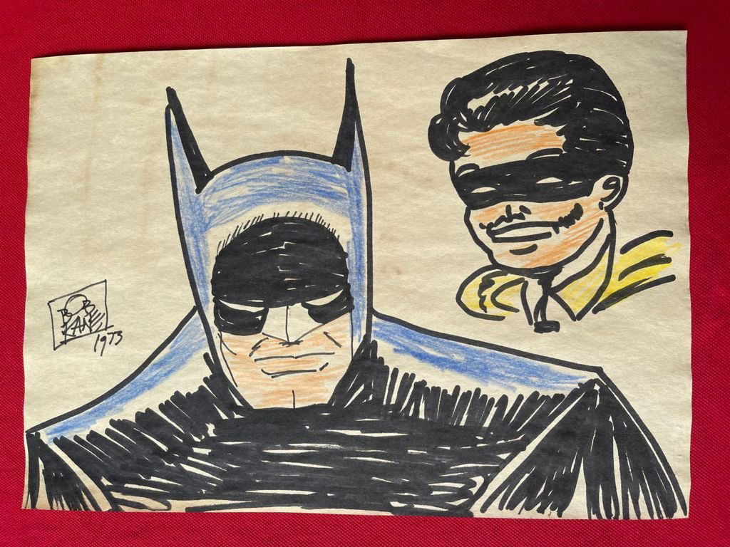 Bob Kane Ink Drawing Signed and Sealed- in the style of (1 of 2)