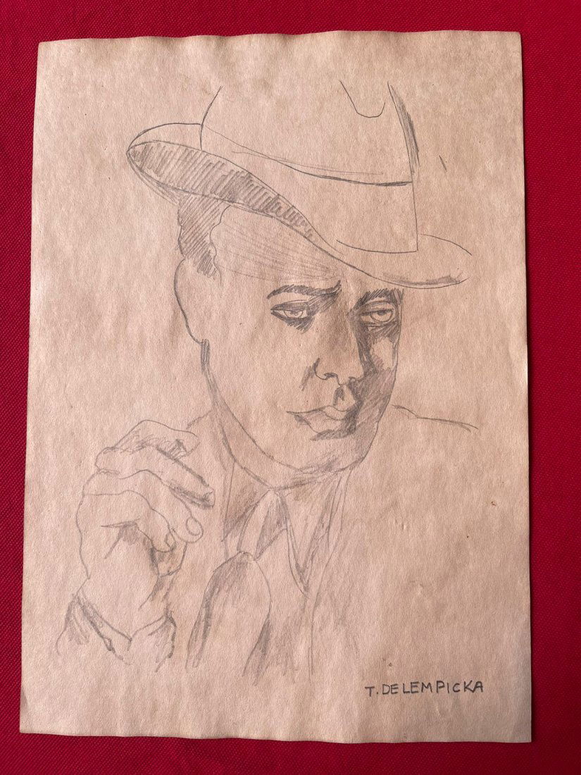 Tamara de Lempicka Drawing, sealed-in the style of: Tamara de Lempicka Drawing on paper, Signed and Sealed-------------------- Measures: 12\" x 8" Inches------------------------------------------Tamara de Lempicka was a polish painter who became an int