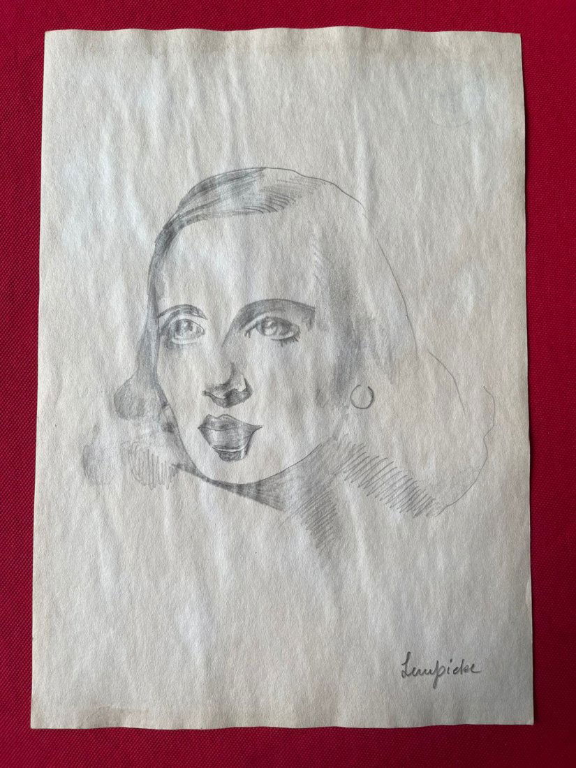 Tamara de Lempicka Drawing, sealed-in the style of: Tamara de Lempicka Drawing on paper, Signed and Sealed-------------------- Measures: 12\" x 8\" Inches------------------------------------------Tamara de Lempicka was a polish painter who became an in