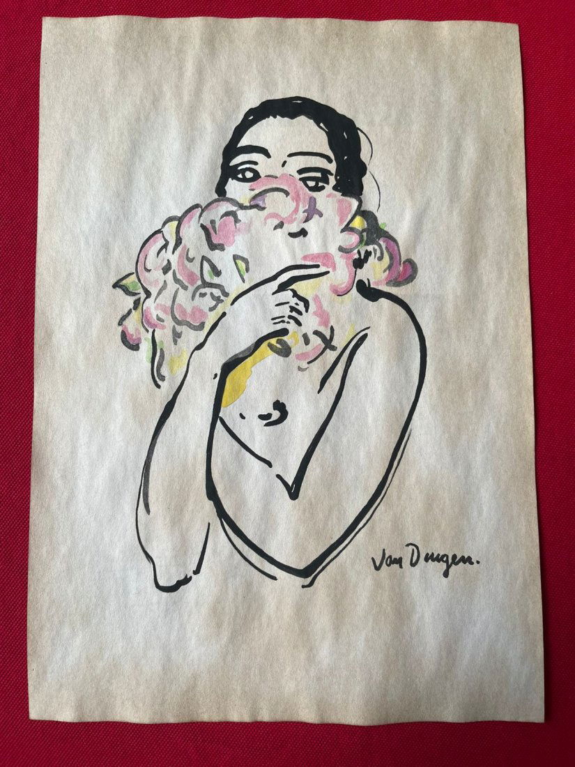 Kees Van Dongen Drawing, signed-in the style of (1 of 2)