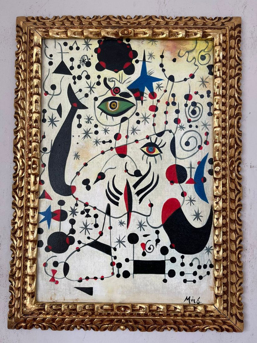 Joan Miró Oil on Canvas, signed- in the style of (1 of 10)