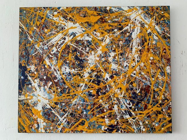 Jackson Pollock oil on canvas signed -in the style of (1 of 6)