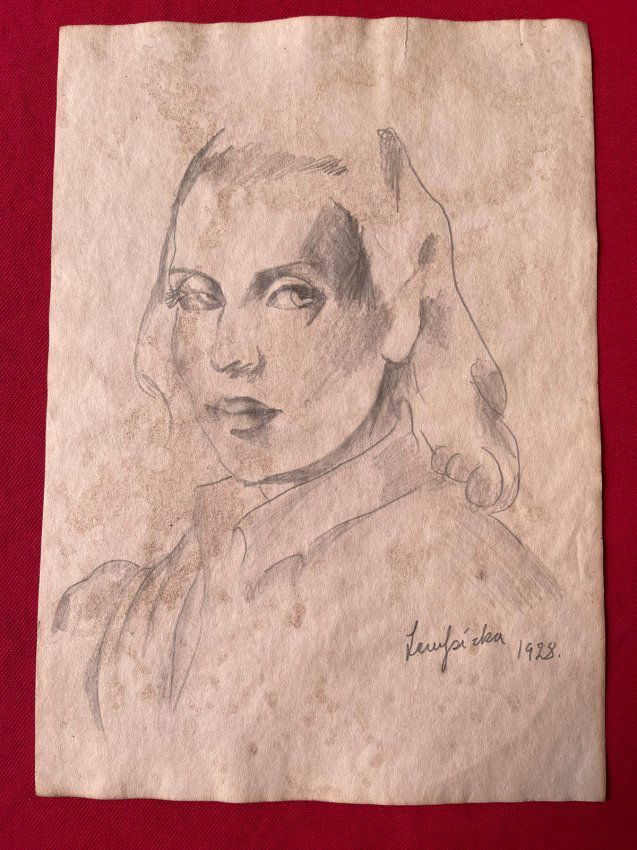 Tamara de Lempicka Drawing, sealed-in the style of: Tamara de Lempicka Drawing on paper, Signed and Sealed--------------Measures: 12\" x 8\" Inches------------------------------------------Tamara de Lempicka was a polish painter who became an integral