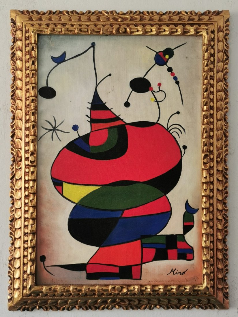 Joan Miró Oil on Canvas, signed- in the style of (1 of 10)