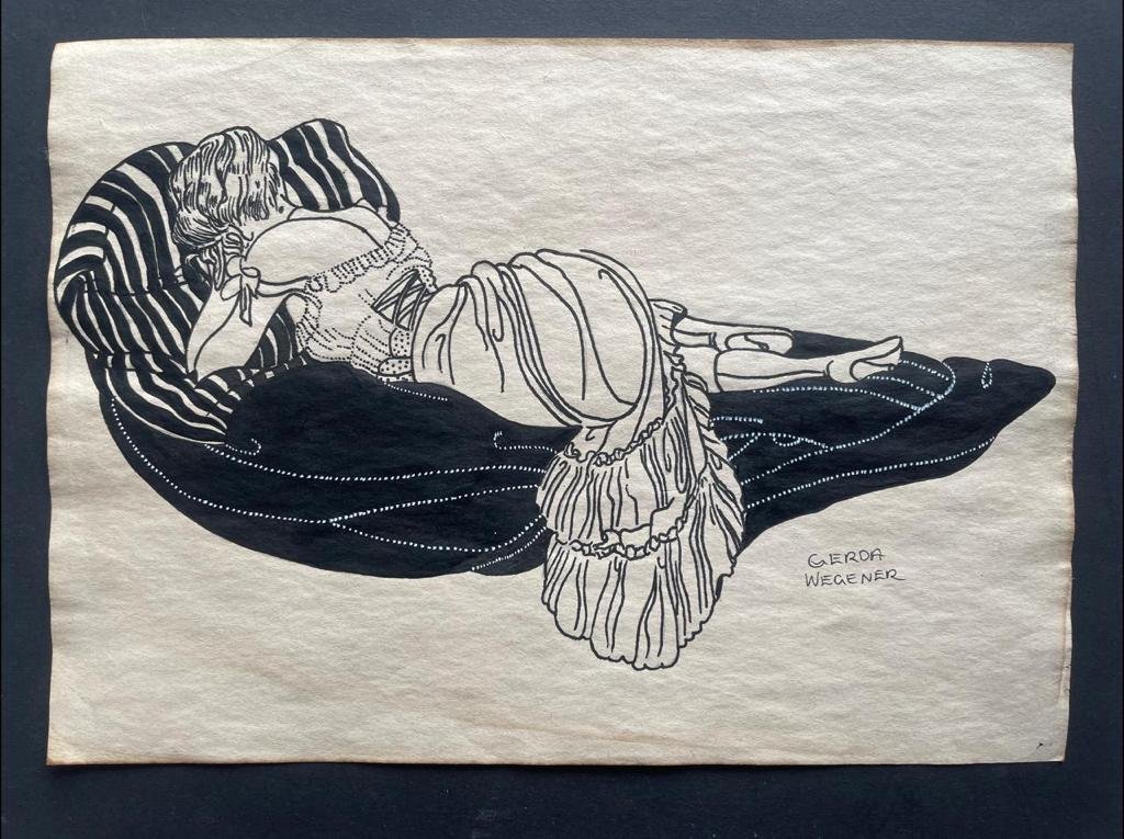 Gerda Wegener drawing on paper - In the style of: In the style of Gerda Wegener Drawing on paper----------------Measures: 12" x 8" Inches aprox-------------------------------------Gerda Wegener grew up in Hobro and moved to Copenhagen as a teenager t