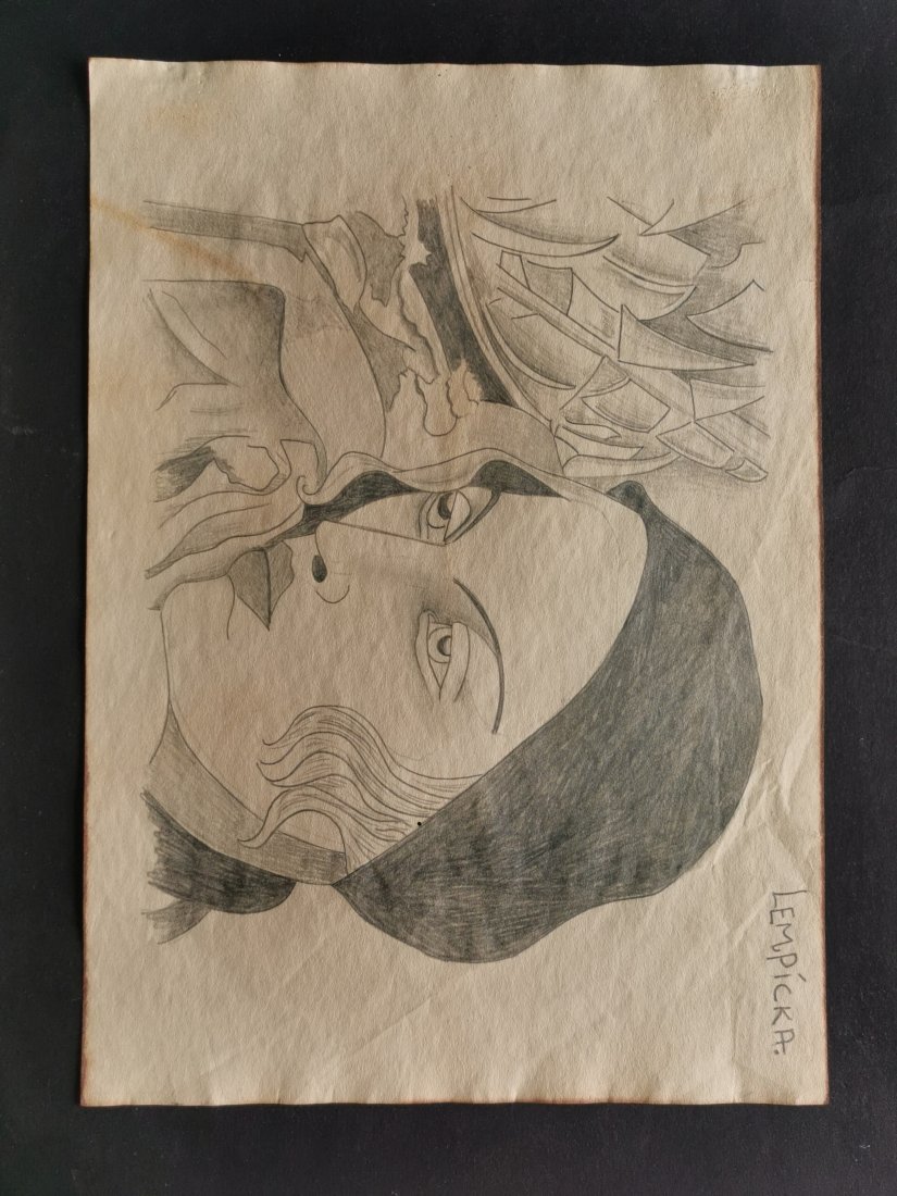 Tamara de Lempicka drawing on paper -In the style of: In the style of Tamara de Lempicka drawing on paper--------------Measures: 12" x 8" Inches aprox-------------------------------------Tamara de Lempicka was a polish painter who became an integral part